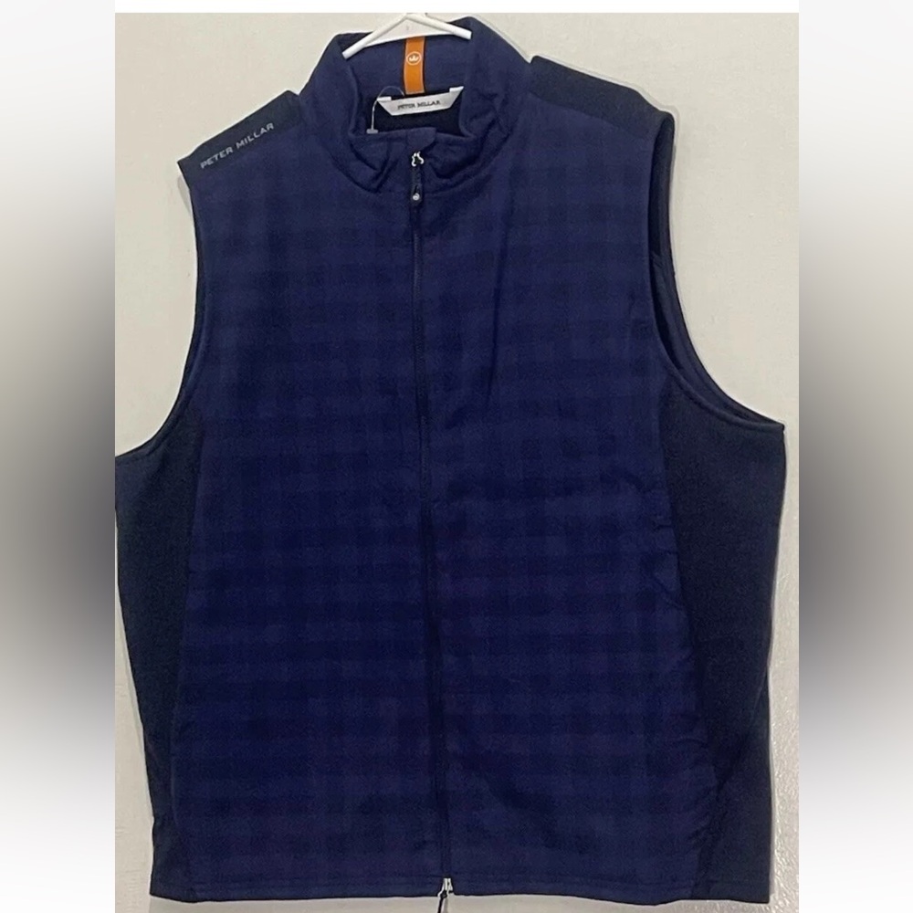 Peter Millar Men's Elite Performance Flannel Vest Full Zip Navy Blue XL NWT